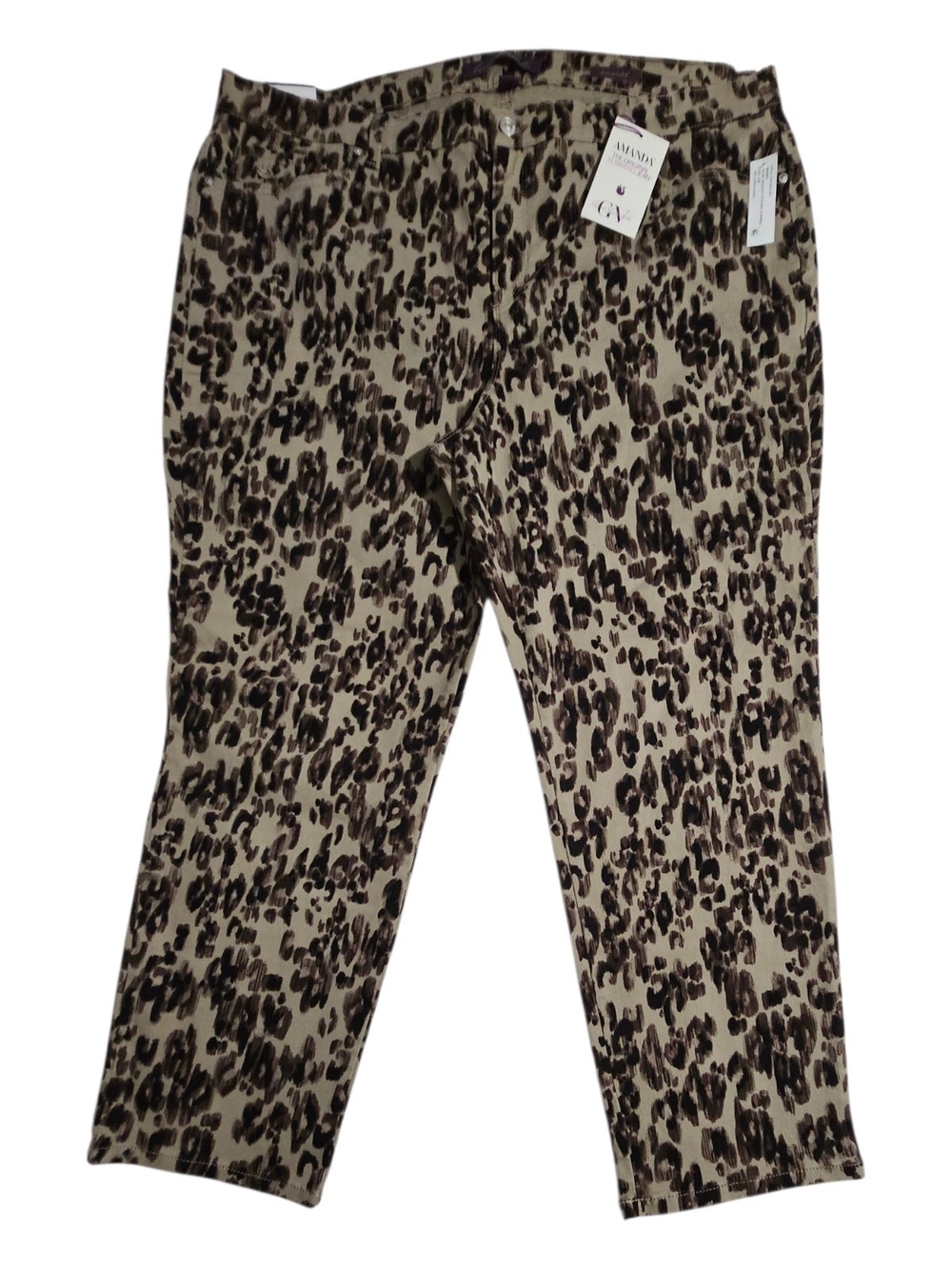 Gloria Vanderbilt Taupe and Brown Leopard Print Straight Leg Pants